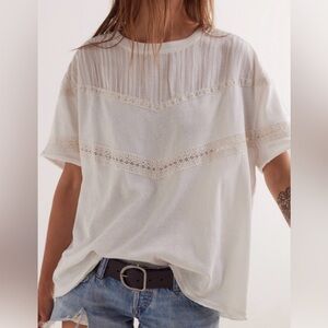We the Free Beige Lace Detail Women's Top